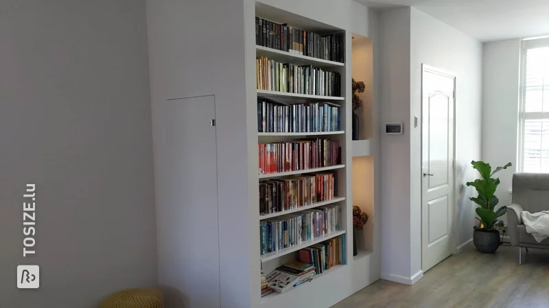 Staircase cupboard/Bookcase custom made from MDF, by Harry