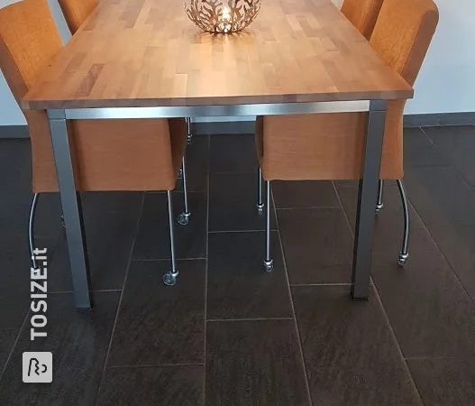 Replaced black high-gloss tables with walnut, by Bennie