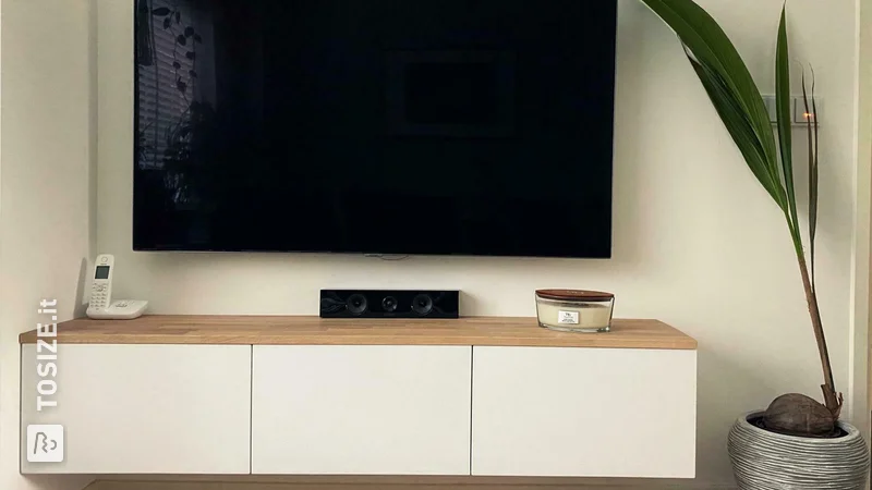 Easily pimp your TV cabinet with solid oak, by Erik