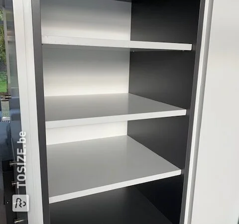 Converting an existing cabinet with our gray furniture panel, by Harrold