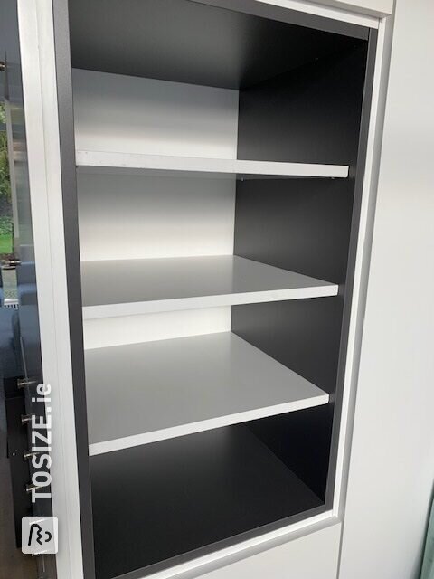 Converting an existing cabinet with our gray furniture panel, by Harrold