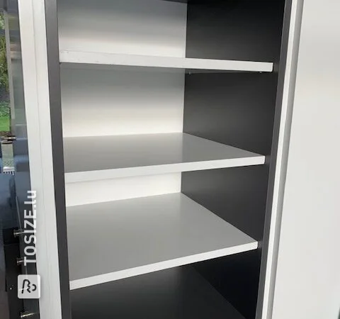 Converting an existing cupboard with our gray furniture panel, by Harrold