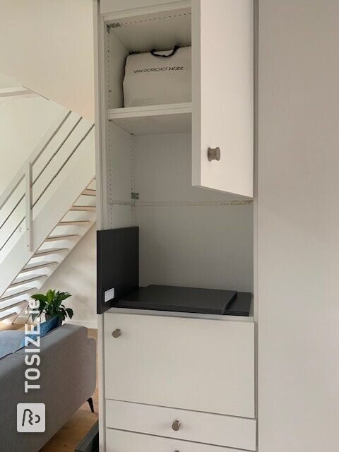 Converting an existing cabinet with our gray furniture panel, by Harrold