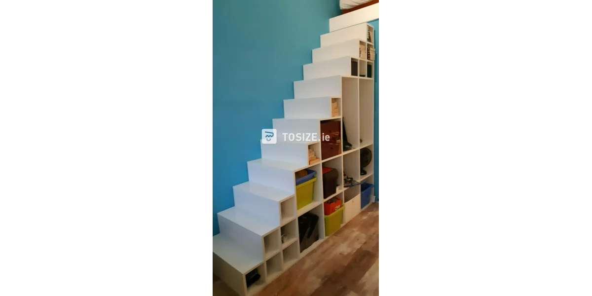 DIY stair cupboard with storage bins, by Rutger TOSIZE.ie