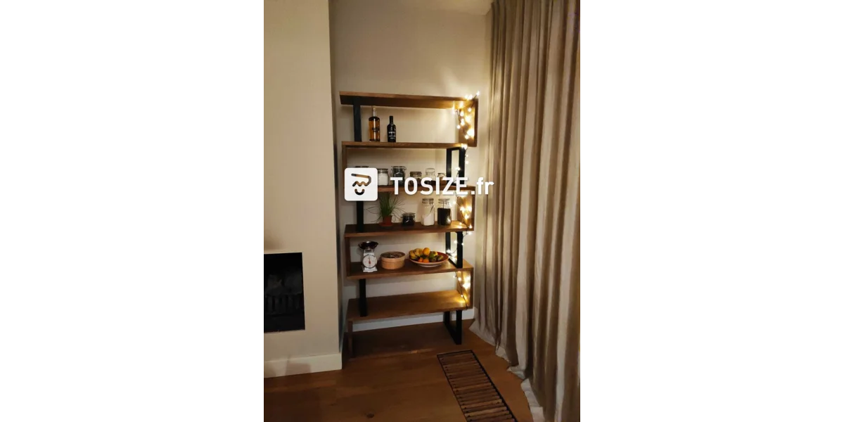 Armoire ouverte industrielle en chêne sur mesure TOSIZE.fr