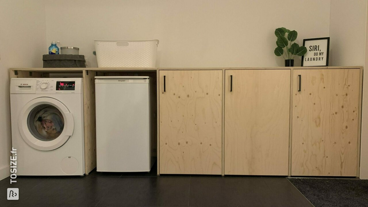 Sous-couche en épicéa de Finlande - Meuble / meuble pour machine à laver, par Michael