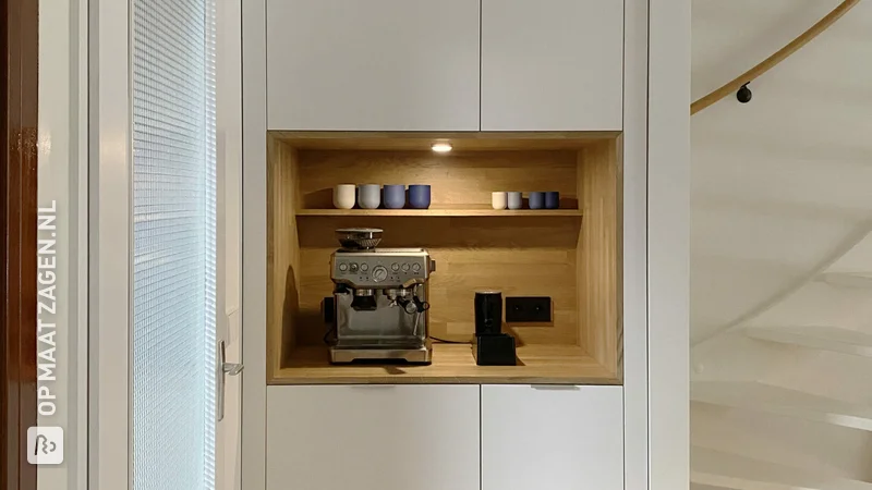 Buffet cupboard with espresso bar made of solid oak wood, by Khanh