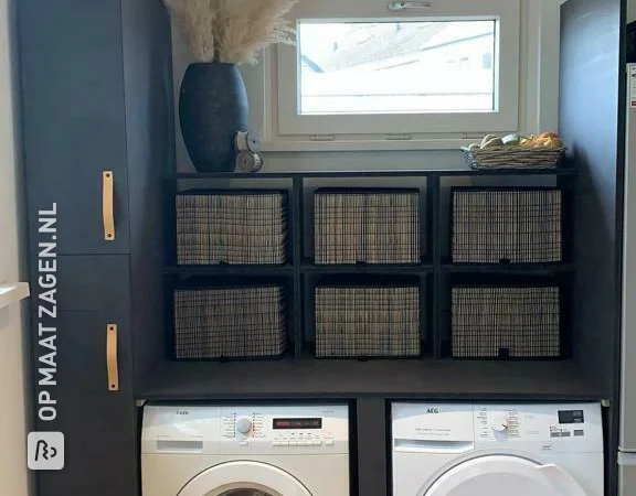 Storage cupboards for the laundry room in black MDF