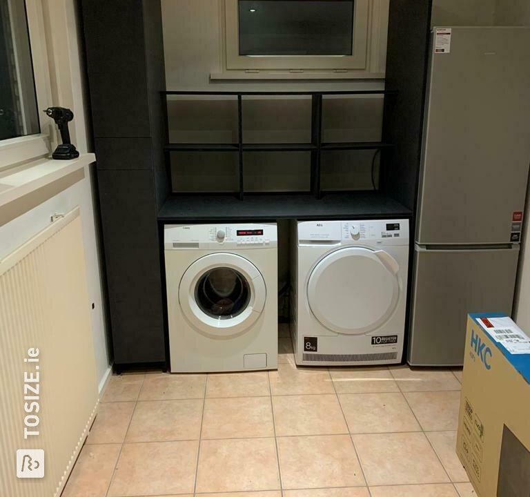 Storage cabinets for the laundry room of MDF black