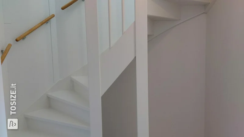 Stairs closed with MDF primed, by Pascal