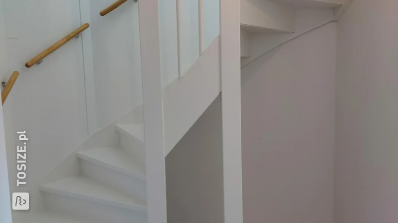 Stairs closed with MDF primed, by Pascal