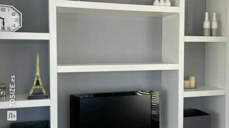 Built-in compartment cupboard in sleek white color