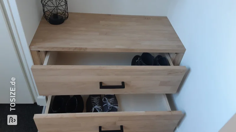 Shoe box with coat rack shelf