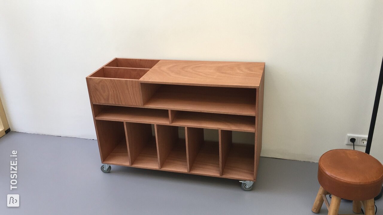 Vinyl furniture with search box and drawers/compartments, by Job