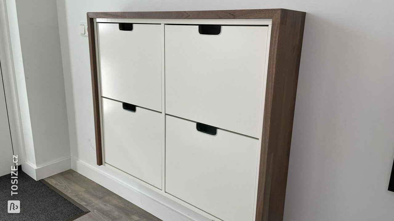 Enclosure shoe cabinet Ställ IKEA with solid mahogany, by Pascal