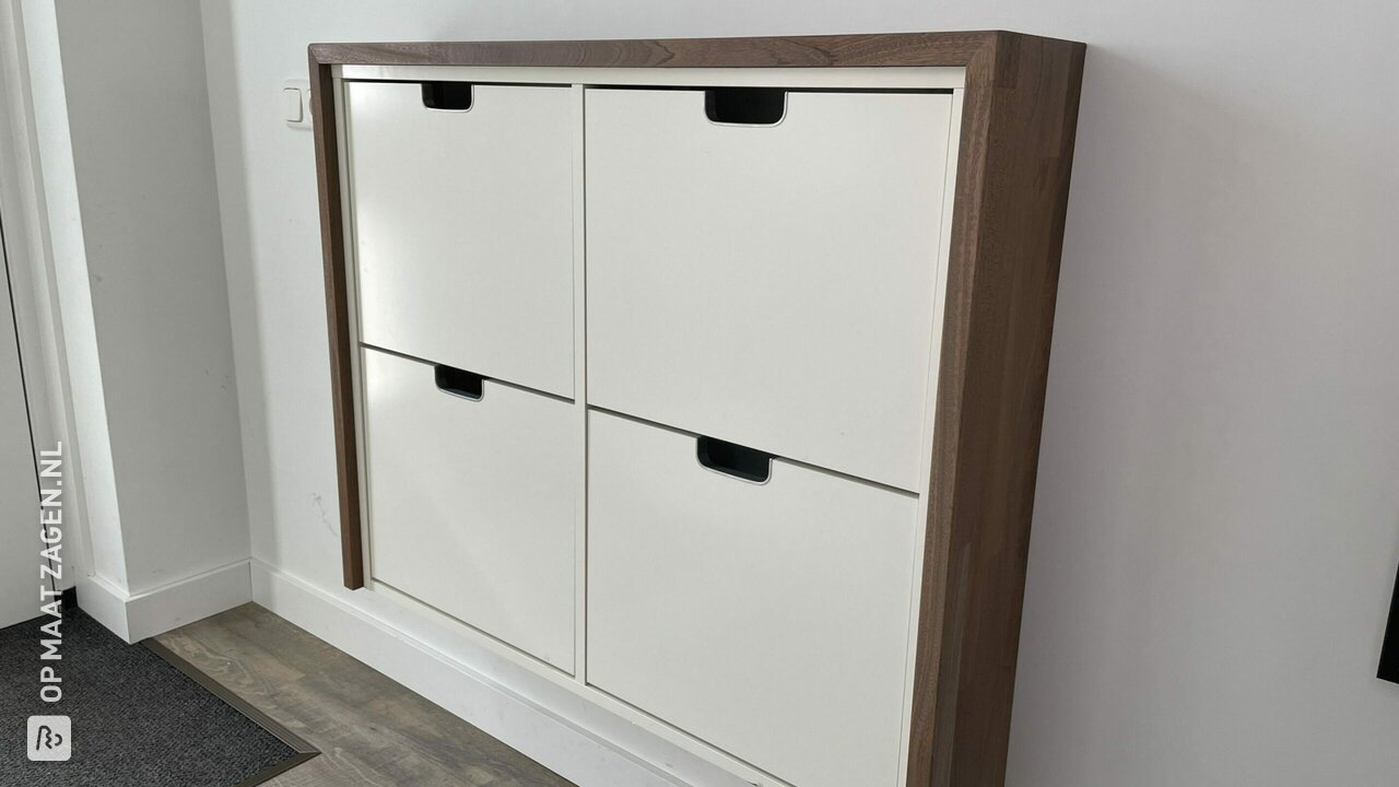 Enclosure shoe cabinet Ställ IKEA with solid mahogany, by Pascal