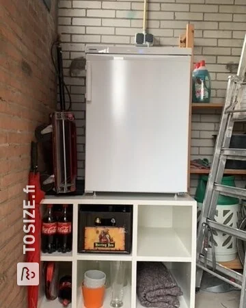 Cupboard in the shed for the freezer made of MDF, by Martijn