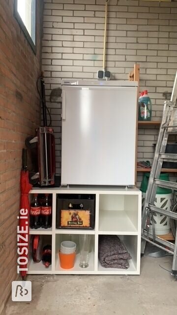 Cupboard in the shed for the freezer made of MDF, by Martijn