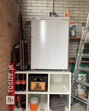 Cupboard in the shed for the freezer made of MDF, by Martijn