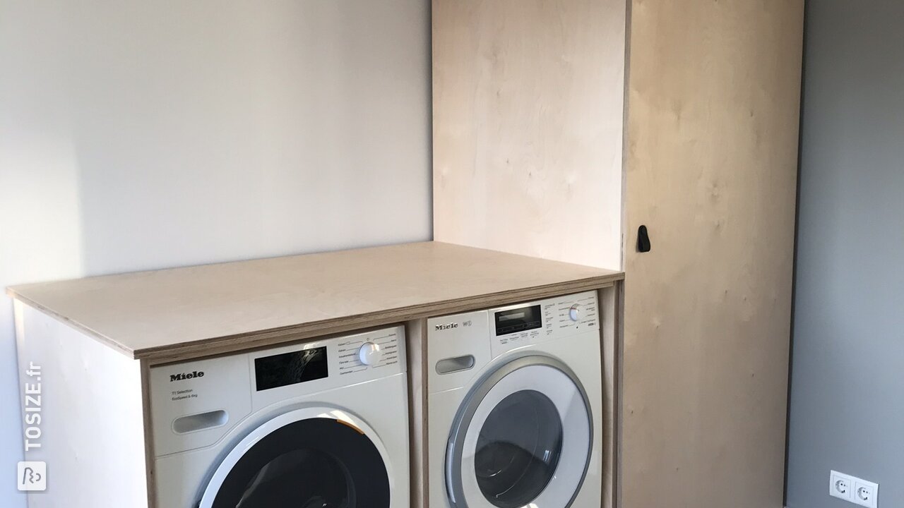 Transformation d'un lave-linge avec un meuble en contreplaqué de bouleau, par Kim