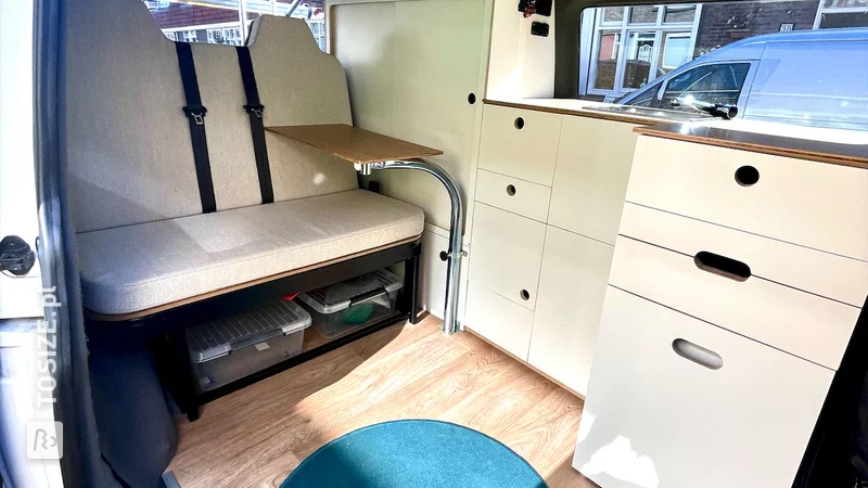 Volkswagen transporter camper kitchen, by Laurens