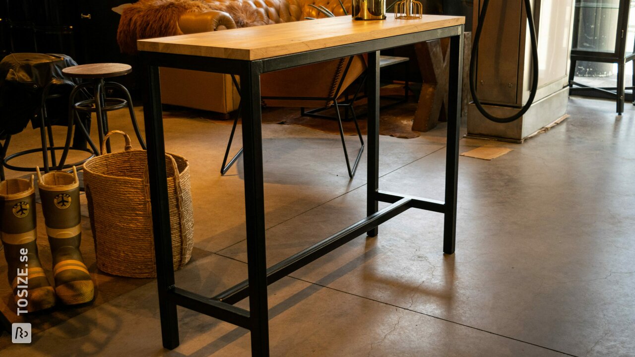 Solid oak bar table, by Peter