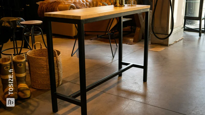 Solid oak bar table, by Peter