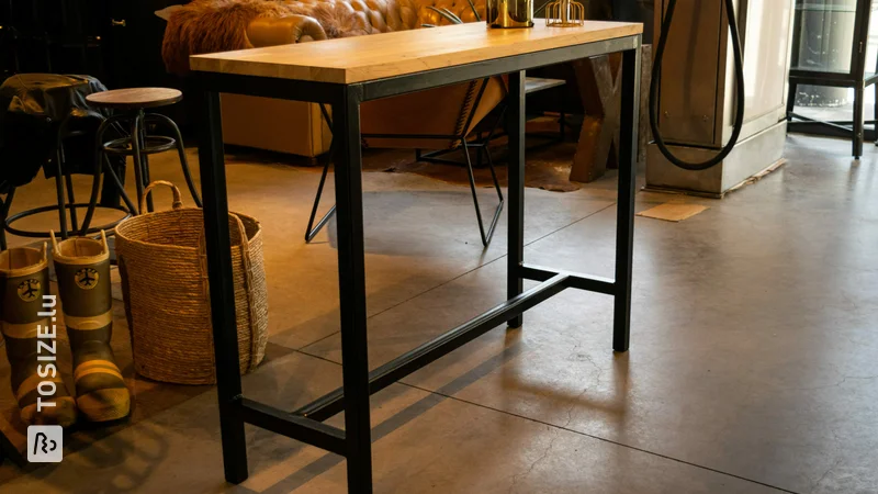 Solid oak bar table, by Peter