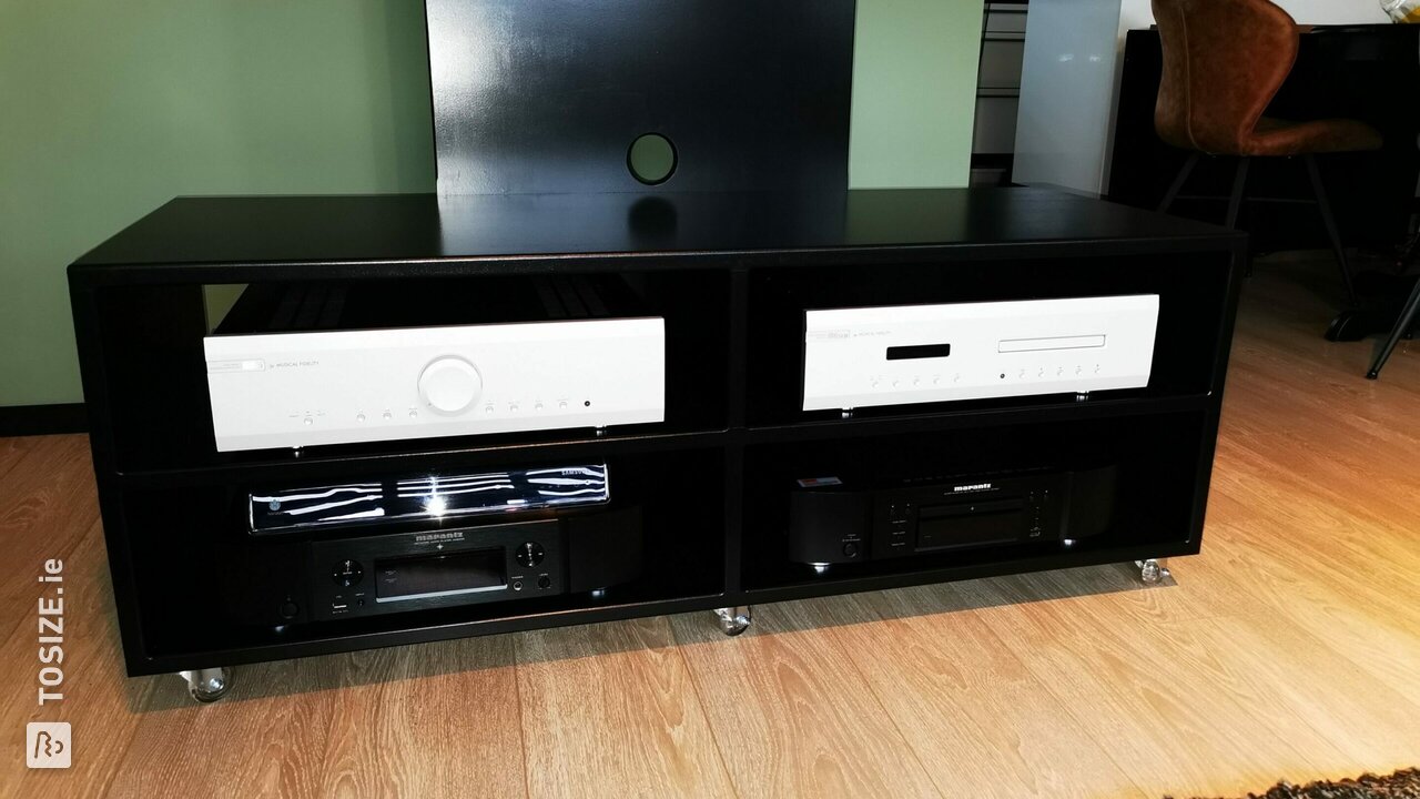 Audio/TV cabinet custom made with MDF black, by Marcel