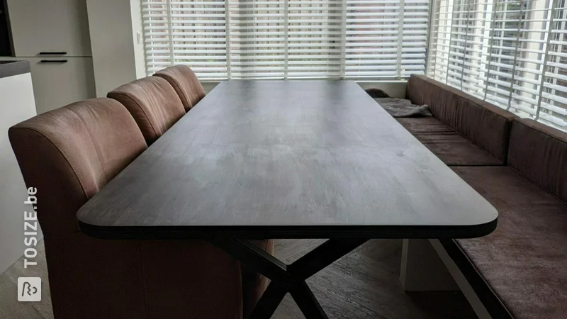 Elegant poplar plywood dining table, by Frans