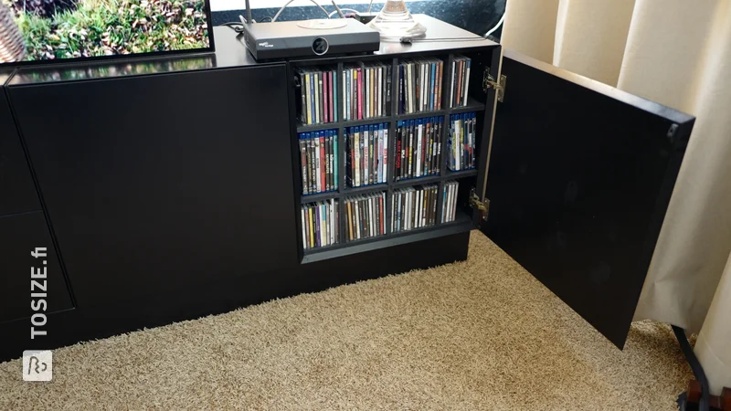 CD / Blu-ray rack custom made of MDF black