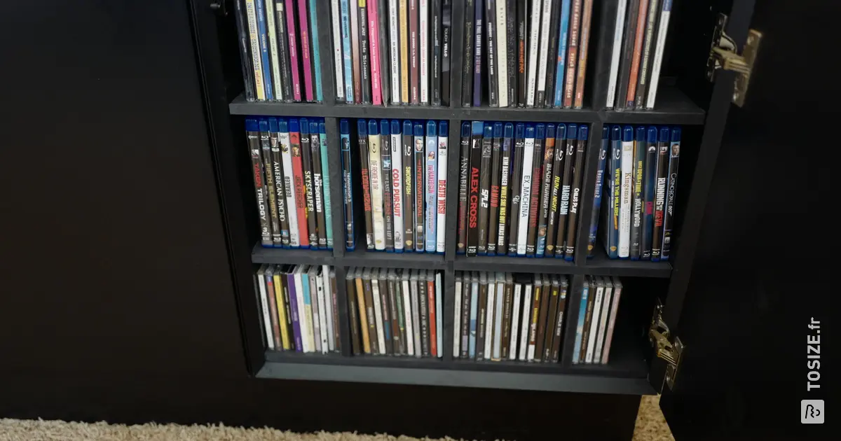 Rack CD / Blu-ray sur mesure en MDF noir | TOSIZE.fr