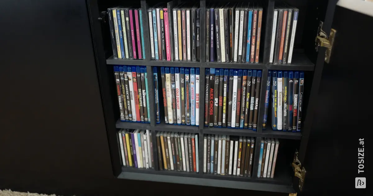 CD- / Blu-ray-Rack nach Maß aus MDF schwarz | TOSIZE.at