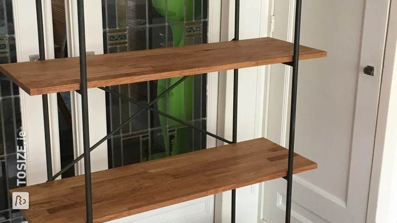 Refurbished kitchen rack with custom sawn oak panels