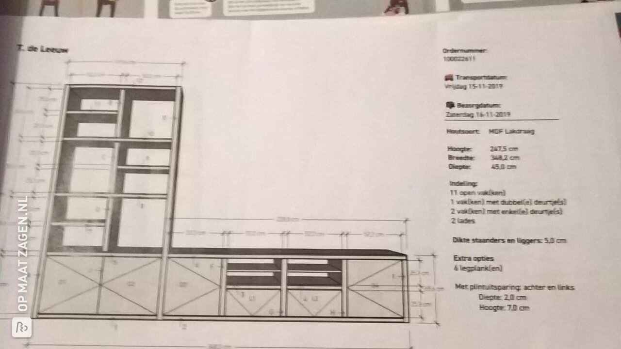 Wandmeubel van MDF Lakdraag, door Tom