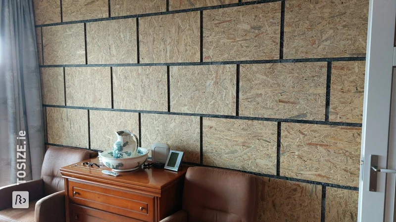 Wall decoration in bedroom, with OSB