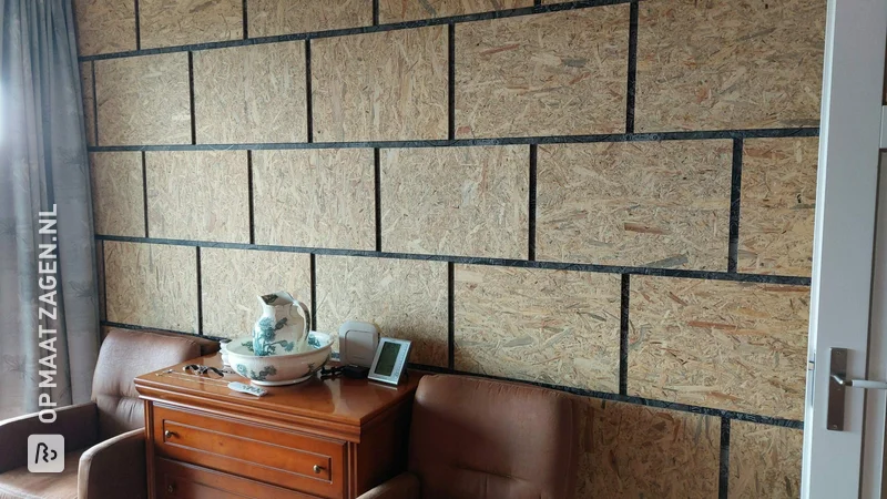 Wanddecoratie in slaapkamer, met OSB