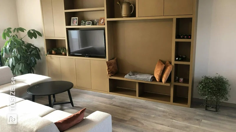 Golden Living room TV and seating cabinet, by Tim