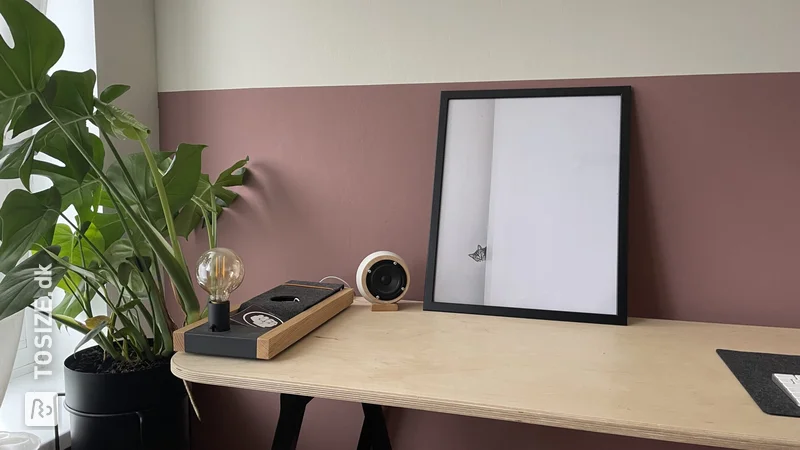 Modern desk custom made with birch plywood, by Jonathan