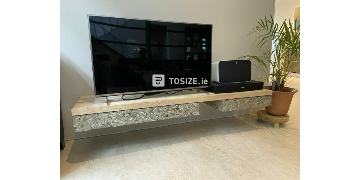 Oak and Stone Hanging TV Stand, by Bowie TOSIZE.ie