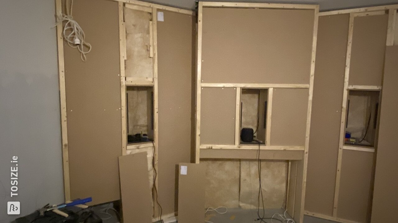 THX 'baffle wall' creating a home cinema room TOSIZE.ie