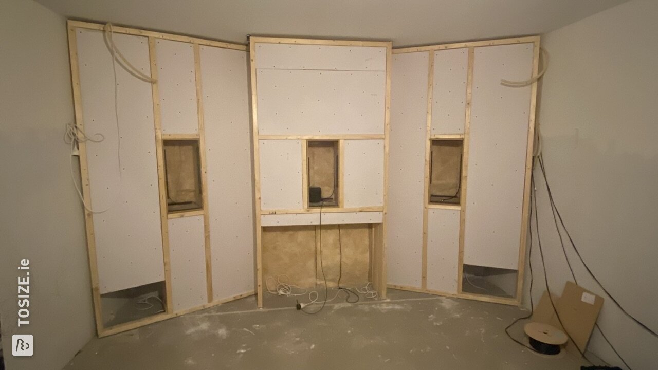 THX 'baffle wall' creating a home cinema room TOSIZE.ie