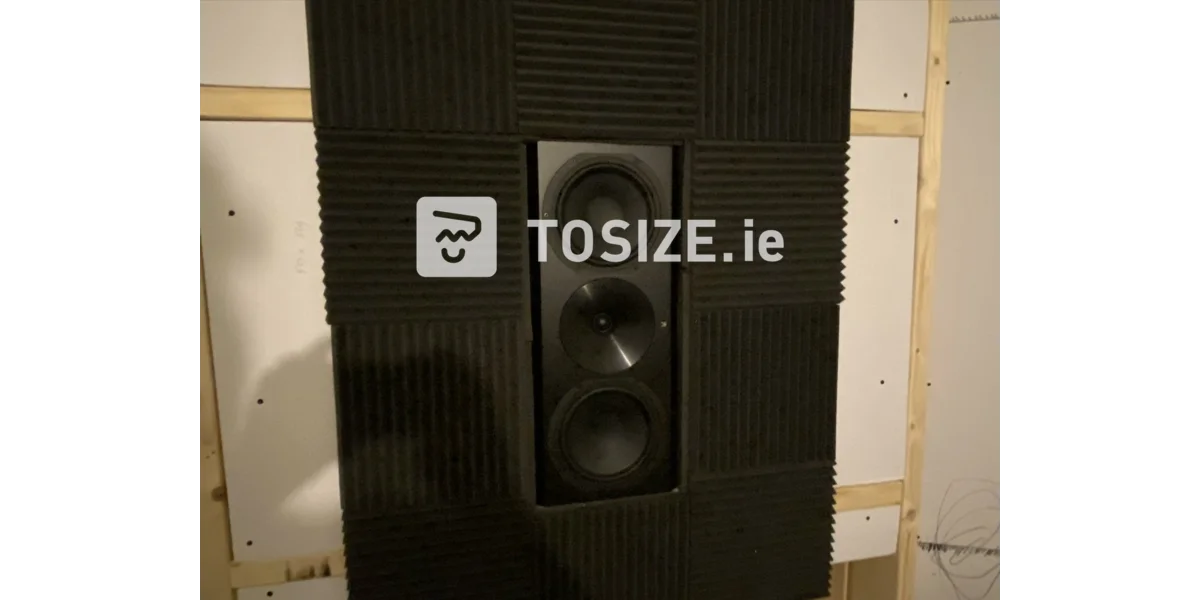 THX 'baffle wall' creating a home cinema room TOSIZE.ie