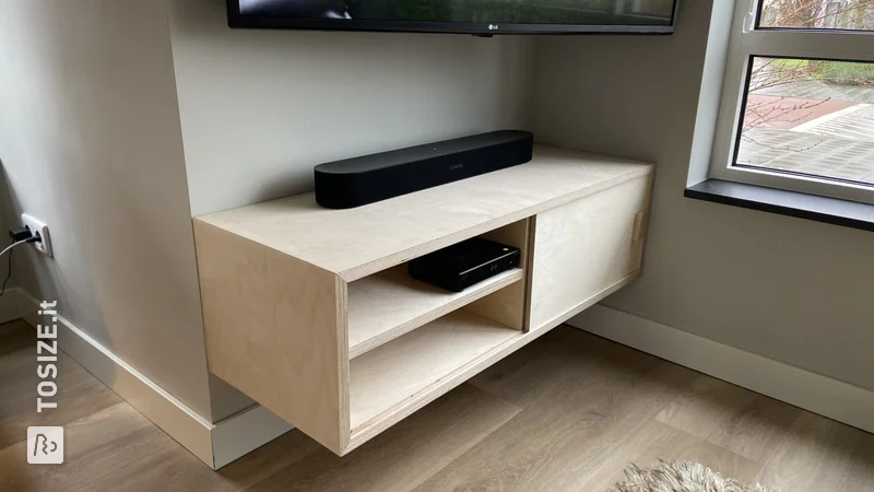 TV cabinet made of birch plywood, by Enzo