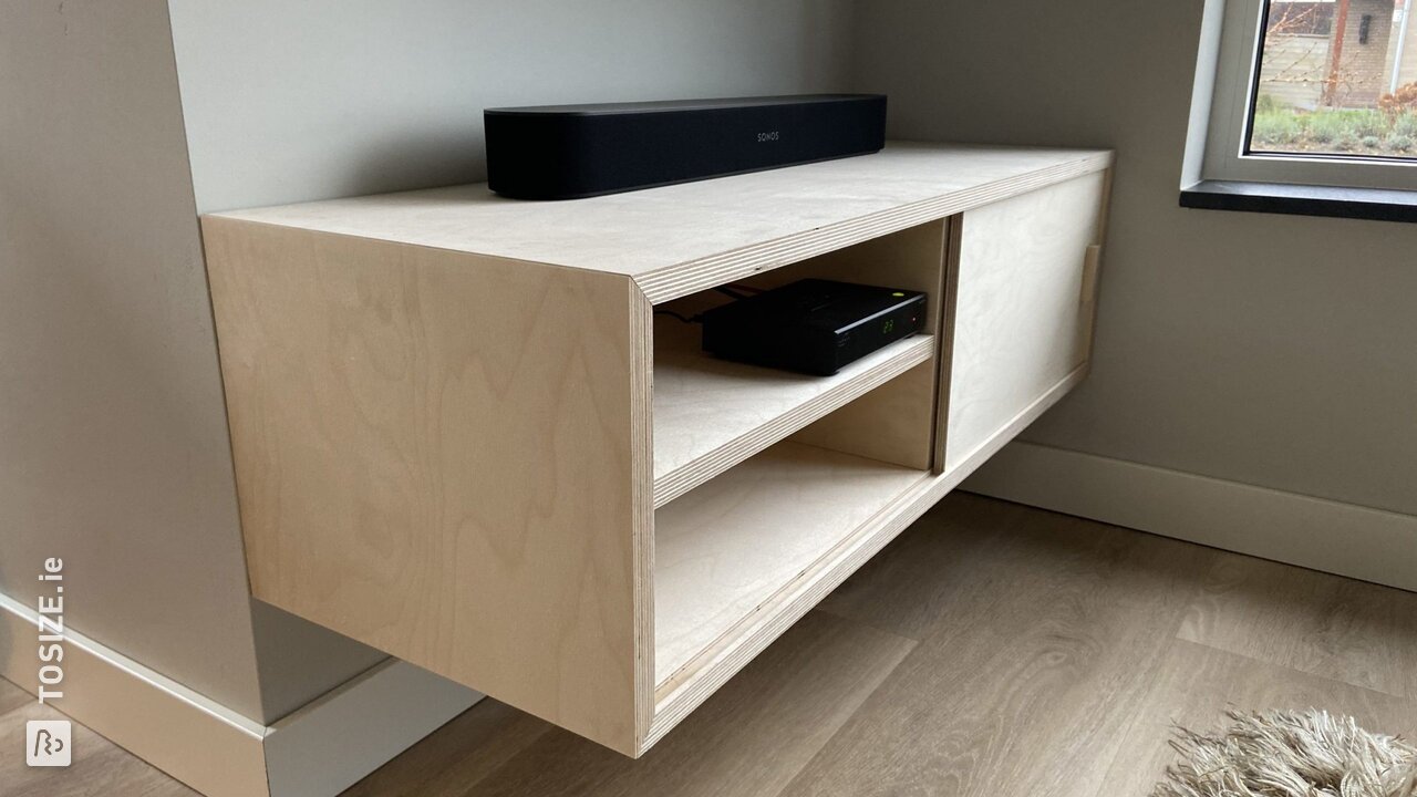 TV cabinet made of birch plywood, by Enzo