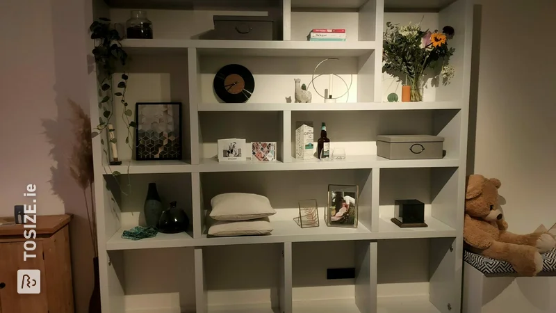 Custom shelving unit from Blank MDF, by Martijn