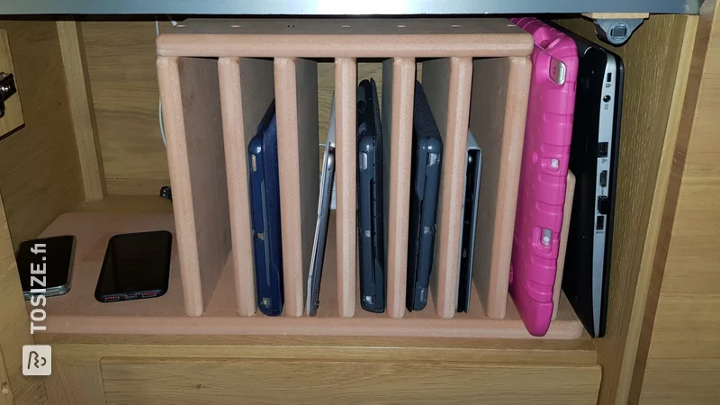 Make your own tablet/laptop charging station from MDF, by Jim