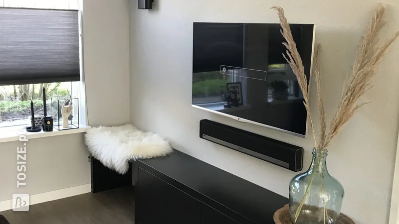 TV cabinet in MDF black v313, by Laura