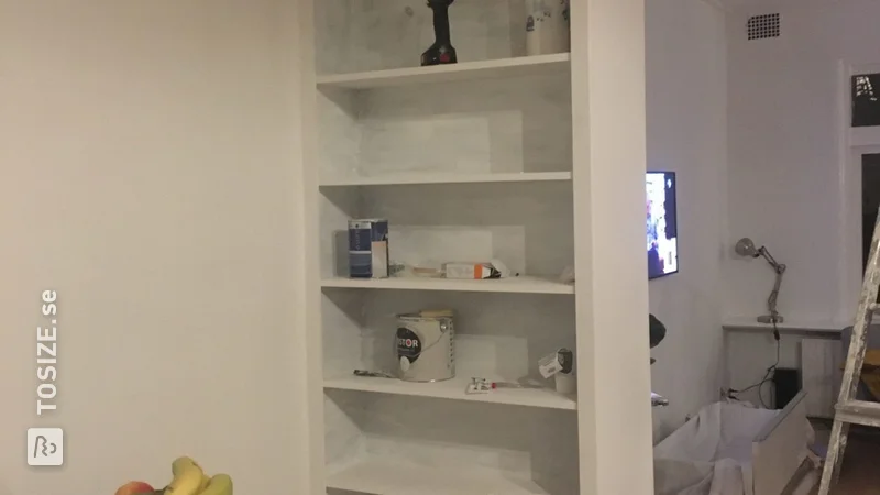 Homemade custom bookcase, by Nicole