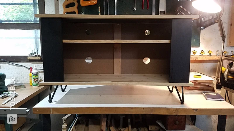 TV cabinet in black MDF wood, by Frederic